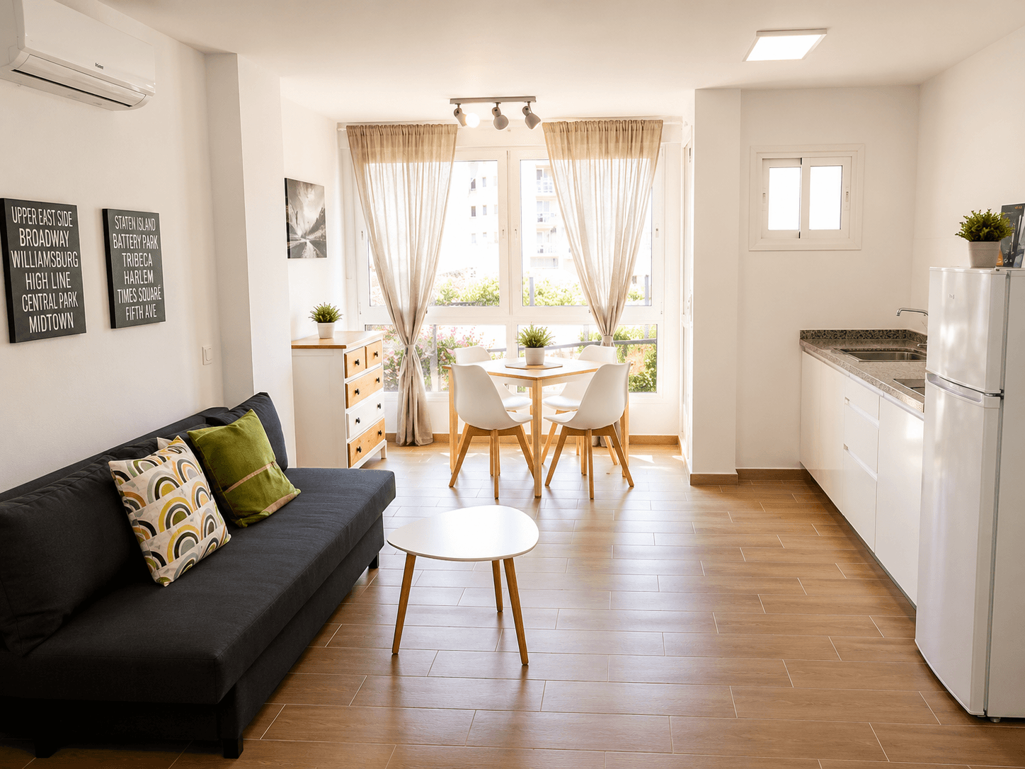 Panoramic living and dining area