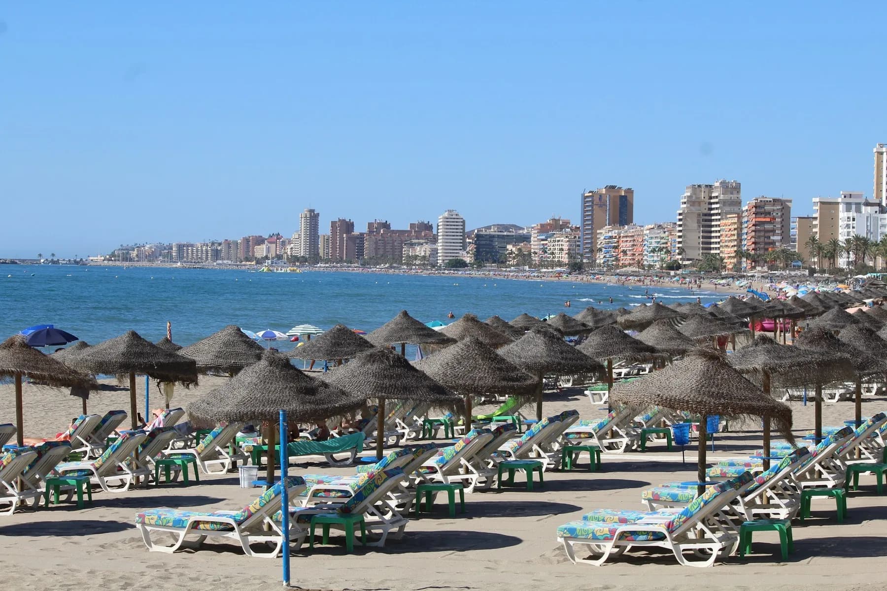Sunbeds and parasols on Fuengirola Beach